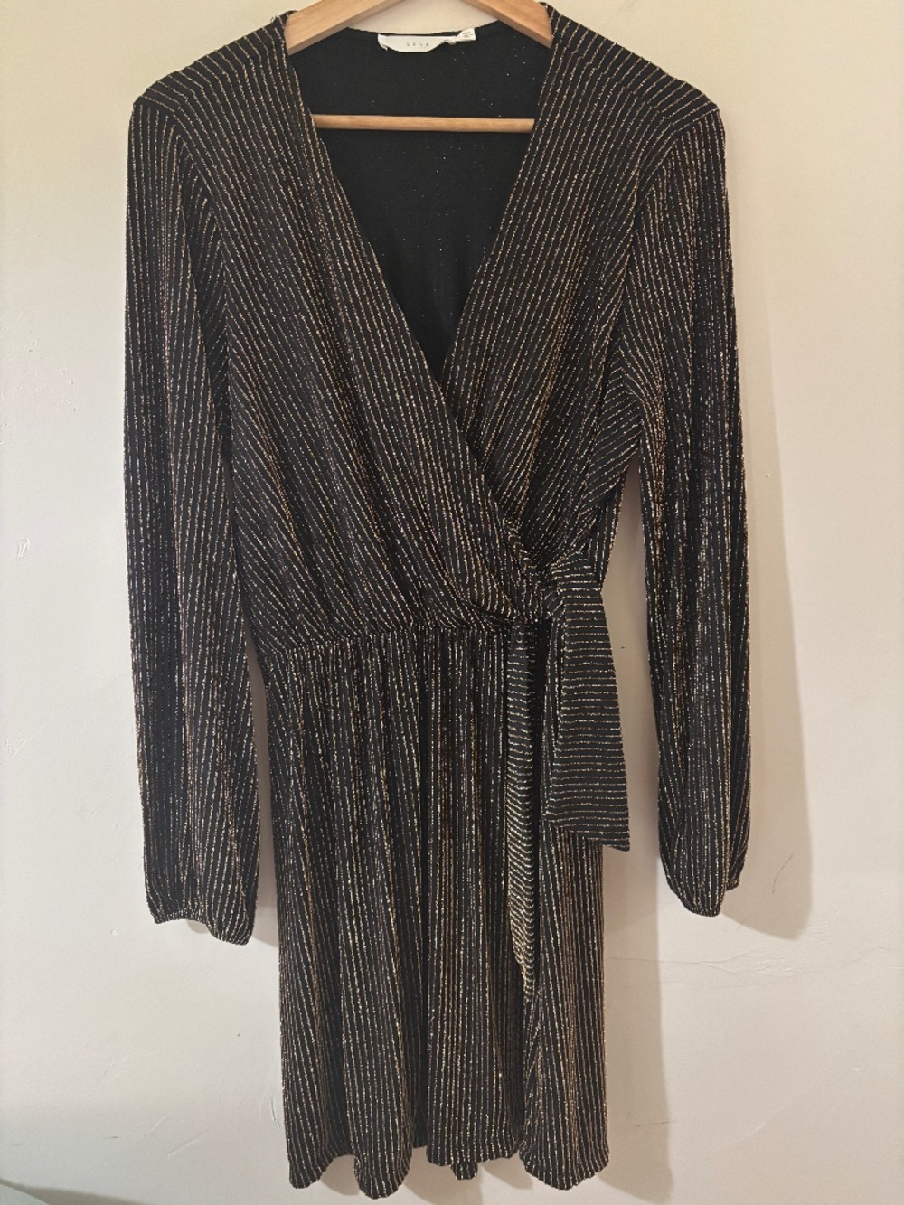 70s/80s vibe gold thread striped dress